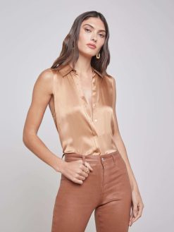 L'AGENCE Blouse En Soie Sans Manches Emmy
