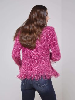 L'AGENCE Blazer Cardigan A Franges Azur
