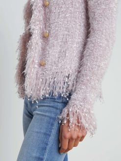 L'AGENCE Blazer Cardigan A Franges Azur