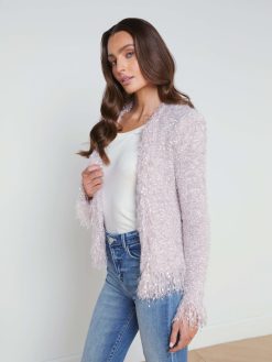 L'AGENCE Blazer Cardigan A Franges Azur