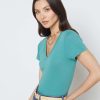 L'AGENCE T-Shirt A Col En V En Coton Becca