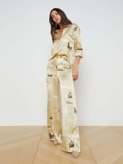 L'AGENCE Pantalon Large En Soie Gavin