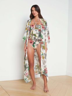 L'AGENCE Cache-Maillot Kimono En Soie Melangee Kara