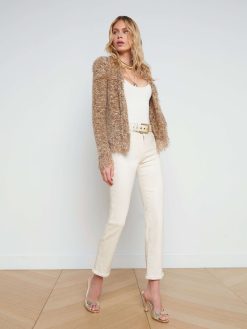 L'AGENCE Blazer Cardigan A Franges Azur