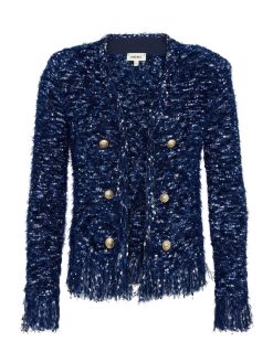 L'AGENCE Blazer Cardigan A Franges Azur