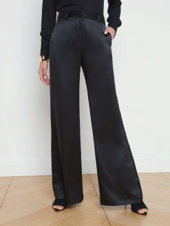 L'AGENCE Pantalon A Jambe Large En Soie Pilar