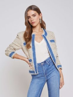 L'AGENCE Veste En Jean Agnes Tweed