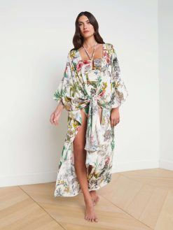 L'AGENCE Cache-Maillot Kimono En Soie Melangee Kara