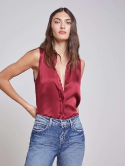L'AGENCE Blouse En Soie Sans Manches Emmy