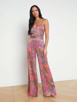 L'AGENCE Pantalon Large En Soie Gavin