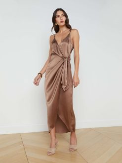 L'AGENCE Robe Portefeuille En Soie Amilia