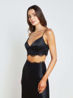 L'AGENCE Haut Soutien-Gorge A Bordure En Dentelle En Soie Kelvis