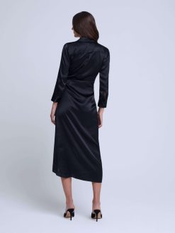 L'AGENCE Robe Portefeuille En Soie Kadi