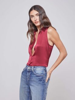 L'AGENCE Blouse En Soie Sans Manches Emmy